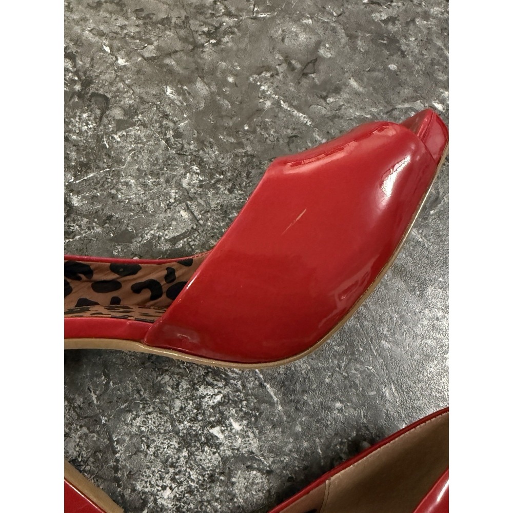 Jessica Simpson Red Patent Peep-Toe High Heels - Picture 6 of 10